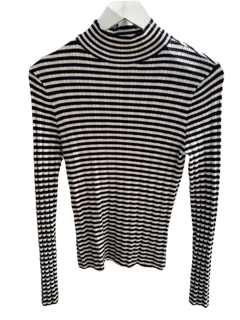 Abercrombie Fitch Sz M Striped Long sleeve Turtleneck Black White